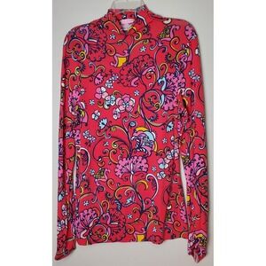 FLAW Lilly Pulitzer Mockneck Turtleneck Floral Coral Women's Large‎